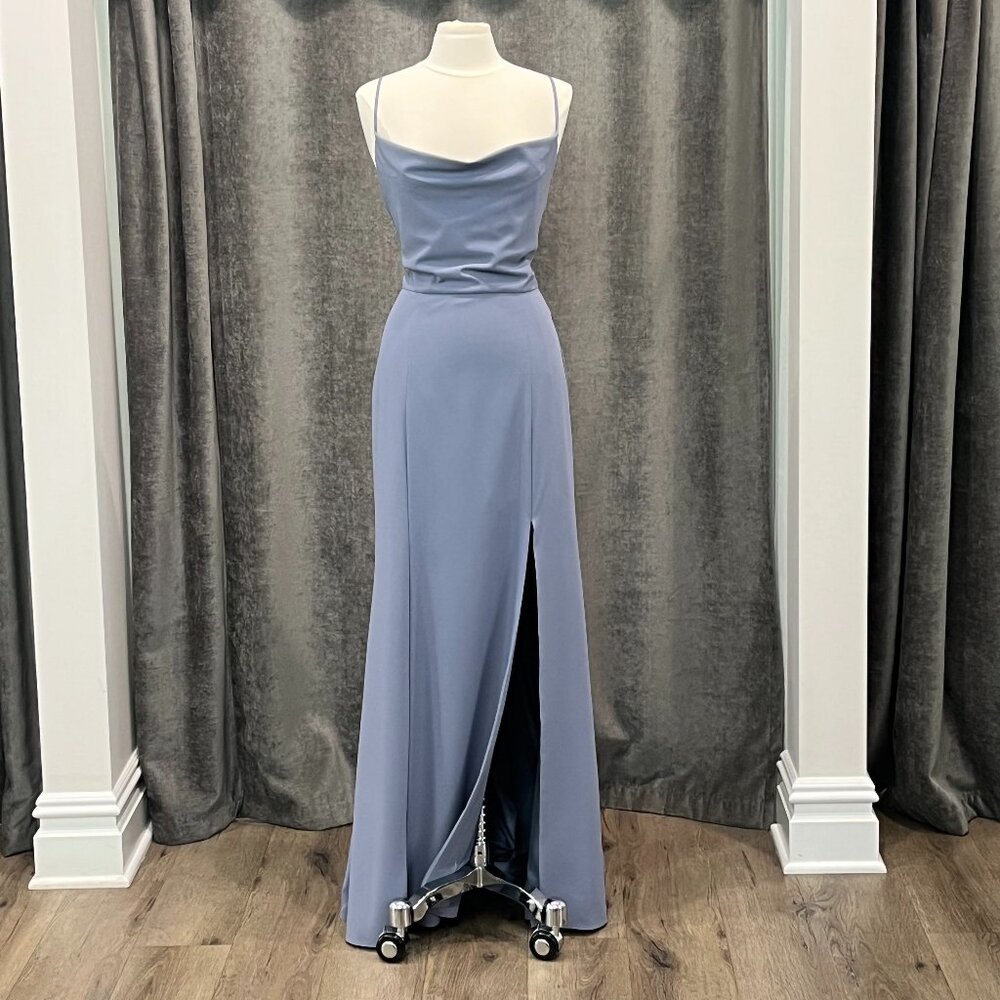 Slate Crepe Spaghetti Gown- Style Tali- Size 14 - Picture 1 of 3
